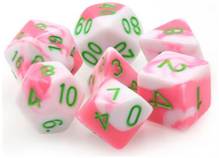 TMG RPG Dice - Phantasma Pink/White Fusion Set (7)