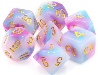 TMG RPG Dice: I Feel Pretty - Purple/Blue Jade Opaque Set (7)