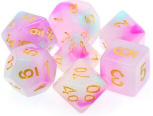 TMG RPG Dice: Serendipity - White/Pink Jade Opaque Set (7)