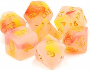 TMG RPG Dice: Hazy Sunset - Red/Yellow Jade Opaque Set (7)
