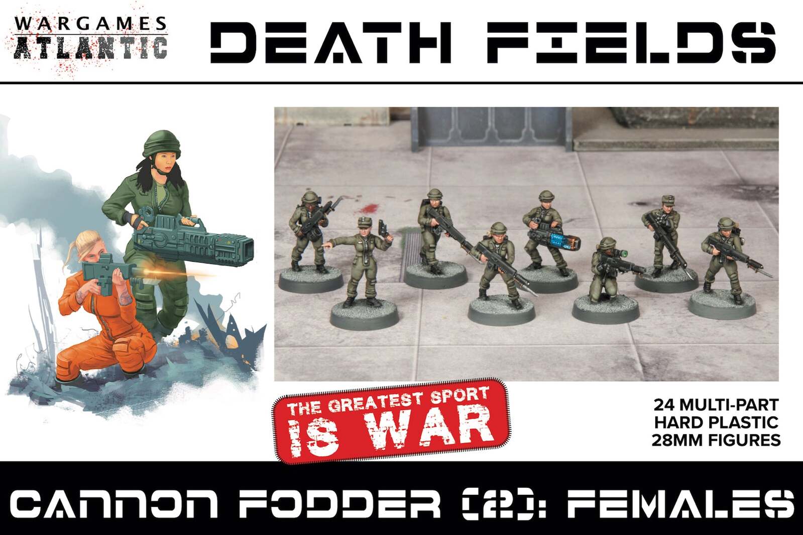 Death Fields - Cannon Fodder (2): Females - 24 x 28mm Sci-fi Infantry