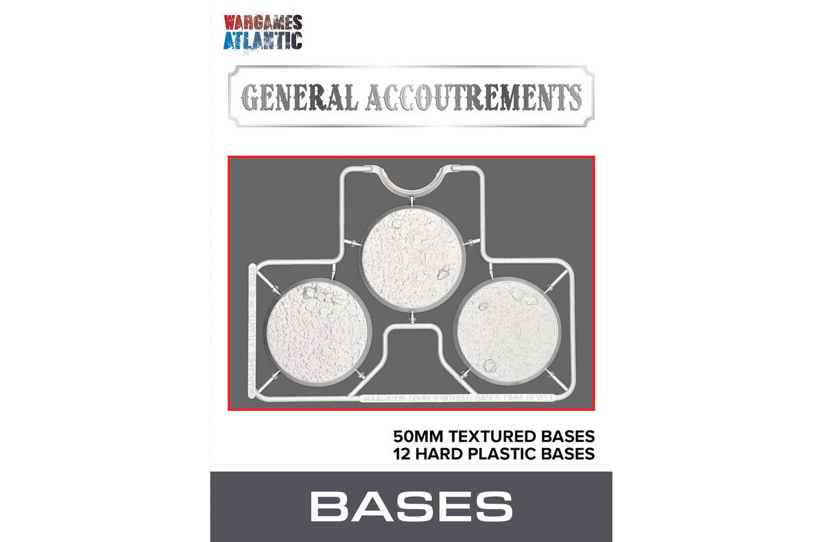 General Accoutrements: 50mm Textured Bases (3mm Bevel)