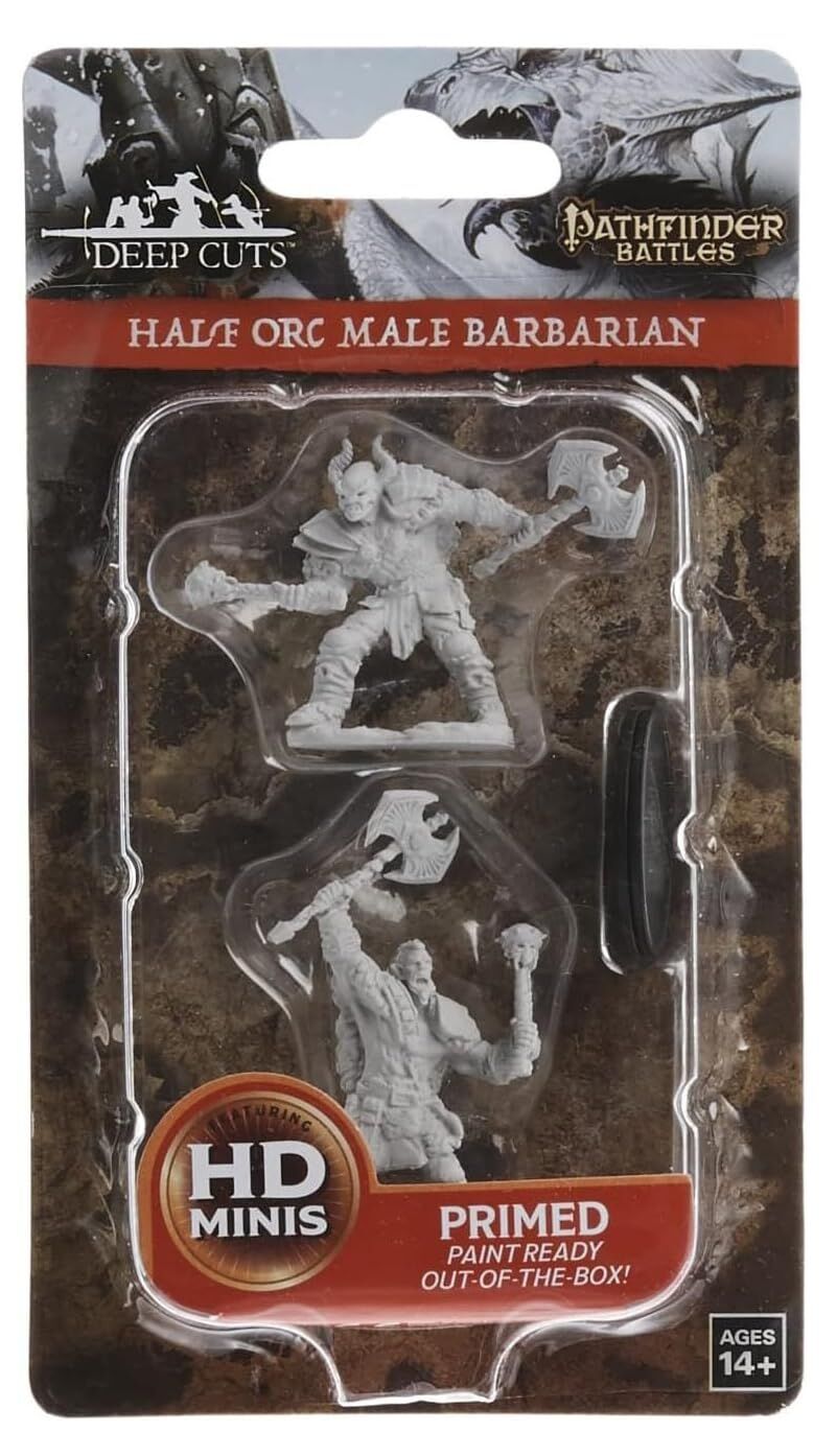 Pathfinder Deep Cuts Unpainted Minis: Male Half-Orc Barbarian