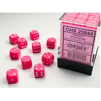 Opaque 12mm d6 Pink/white Dice Block (36 dice)