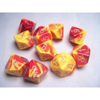 Gemini: Poly D10 Red-Yellow / Silver (10)