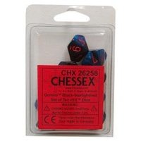 Gemini: Poly D10 Black-Starlight/Red Set (10)