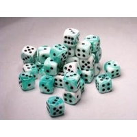 Gemini White Teal/Black 12mm D6 Dice Set (36)