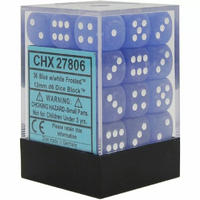 Frosted 12mm d6 Blue/white Dice Block (36 dice)