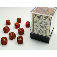 Glitter 12mm d6 Ruby/gold Dice Block (36 dice)