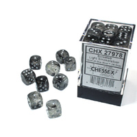 Borealis 12mm d6 Light Smoke/silver Luminary Dice (36)