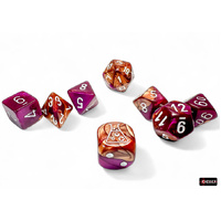 Gemini Copper-Purple/white Polyhedral 7-Dice Set