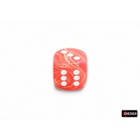 Festive Dahlia/white Luminary 30mm d6 dice w/pips
