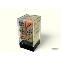 Heart 16mm d6 Festive Circus/black w/pips Dice Block (12 Dice)