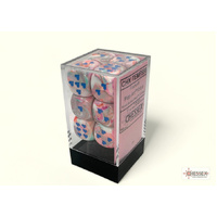 Heart 16mm d6 Festive Pop Art/blue w/pips Dice Block (12 Dice)