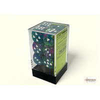 Heart 16mm d6 Festive Waterlily/white w/pips Dice Block (12 Dice)