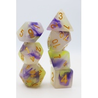 Yellow & Purple Jade RPG Dice Set
