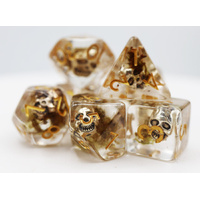 Silver Pirate Skull RPG Dice Set