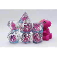 Pink T-Rex RPG Dice Set