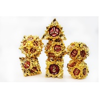 Floral Starburst: Carmine Canna - Metal RPG Dice Set