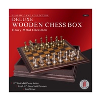 Deluxe Wooden Chess Set with Heavy Metal Chessmen