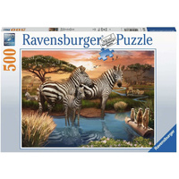 Zebras At Waterhole Jigsaw Puzzle 500pc