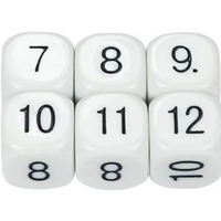 Opaque 16mm D6 Faces "7-12" - White (1)