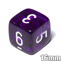 Numbered Dice - Single Transparent 16mm D6 Dice - Random Colour