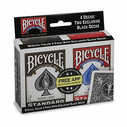 Bicycle Standard Index Playing Cards - Black and Red (4 Pack)