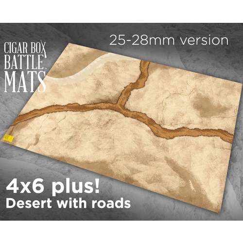 Battle Mat: 4x6' Desert with Roads (20-28mm Scale)
