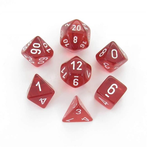 Translucent Red/White Polyhedral Roleplaying Dice Set (7)