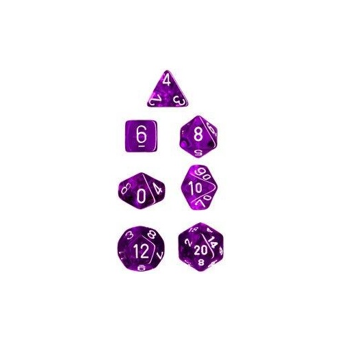 Chessex Dice Sets: Purple/white Translucent Polyhedral 7-Die Set