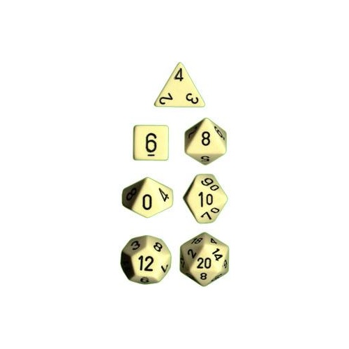 Opaque Ivory/Black Polyhedral Roleplaying Dice Set (7)