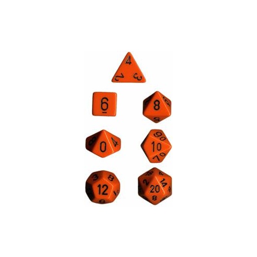 Opaque Orange/Black Polyhedral Roleplaying Dice Set (7)
