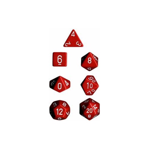 Opaque Red/White Polyhedral Roleplaying Dice Set (7)