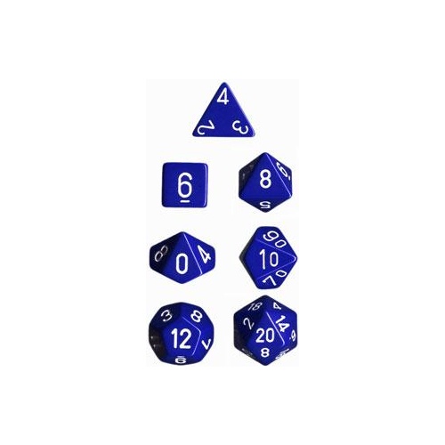 Opaque Blue/White Polyhedral Roleplaying Dice Set (7)