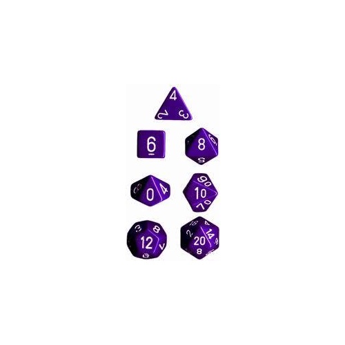 Opaque Purple/White Polyhedral Roleplaying Dice Set (7)
