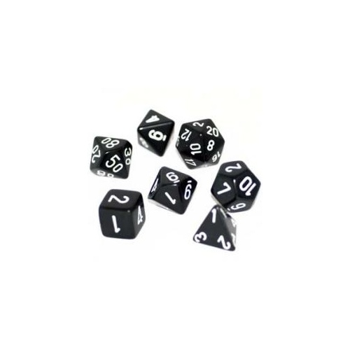 Opaque Black/White Polyhedral Roleplaying Dice Set (7)