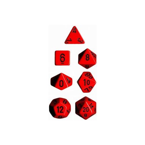 Opaque Red/Black Polyhedral Roleplaying Dice Set (7)