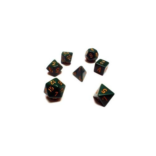 Opaque Dusty Green/Copper Polyhedral Roleplaying Dice Set (7)