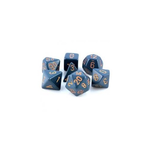Opaque Dusty Blue/Copper Polyhedral Roleplaying Dice Set (7)