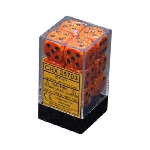 Speckled: 16mm Fire Dice Block D6 (12)