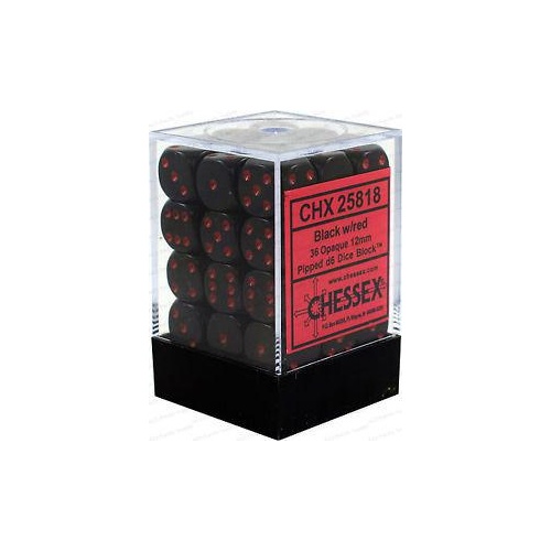 Opaque: Black / Red 12mm D6 (36)