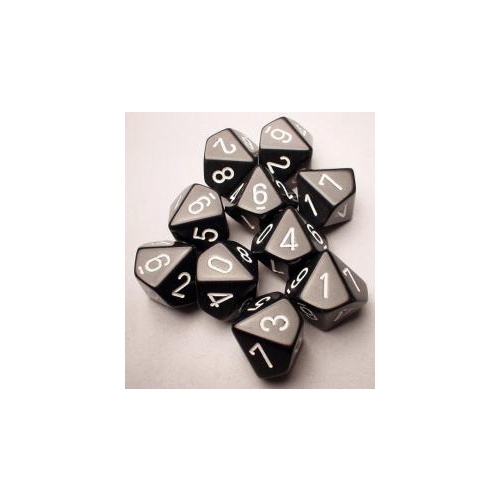 Chessex Dice Sets: D10 Opaque Black/White (10)