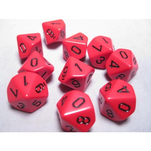 Chessex Dice Sets: Red/Black Opaque d10 Set (10)