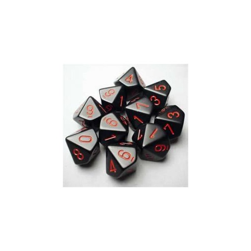 Opaque: Poly D10 Black / Red (10)