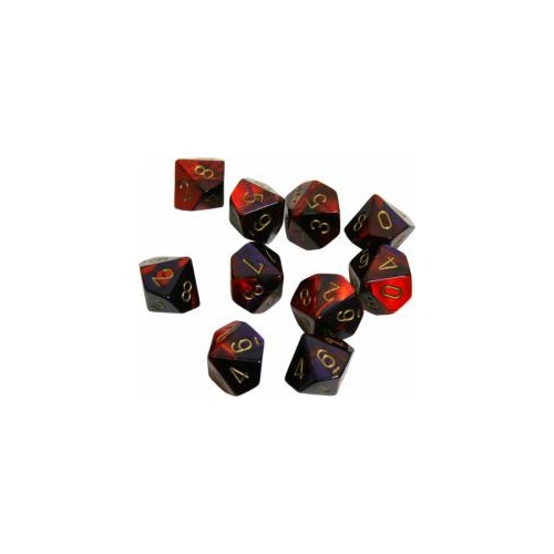 Chessex Dice Sets: D10 Gemini Purple-Red / Gold (10)