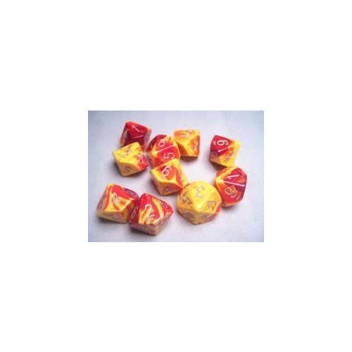 Gemini: Poly D10 Red-Yellow / Silver (10)