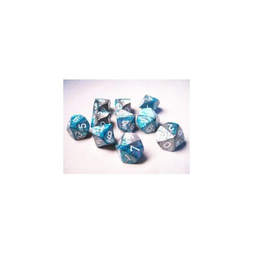 Lot De 10 Dés D10 Chessex Nébuloses Glycine Avec Chiffres Blancs