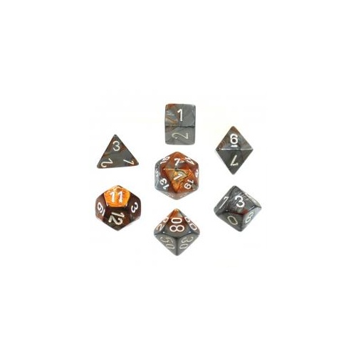 Gemini Copper-Steel/White Polyhedral Roleplaying Dice Set (7)