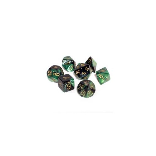 Gemini Black-Green/Gold Polyhedral Roleplaying Dice Set (7)